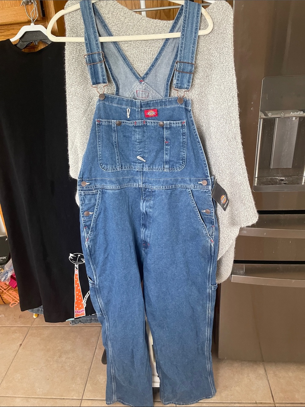 Dickies Men Blue Denim Overalls 34 x 30 Carpenter Workwear